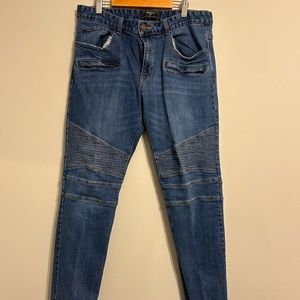 Forever 21 Skinny Fit Stretch Moto Denim Jean Pants size 33/32